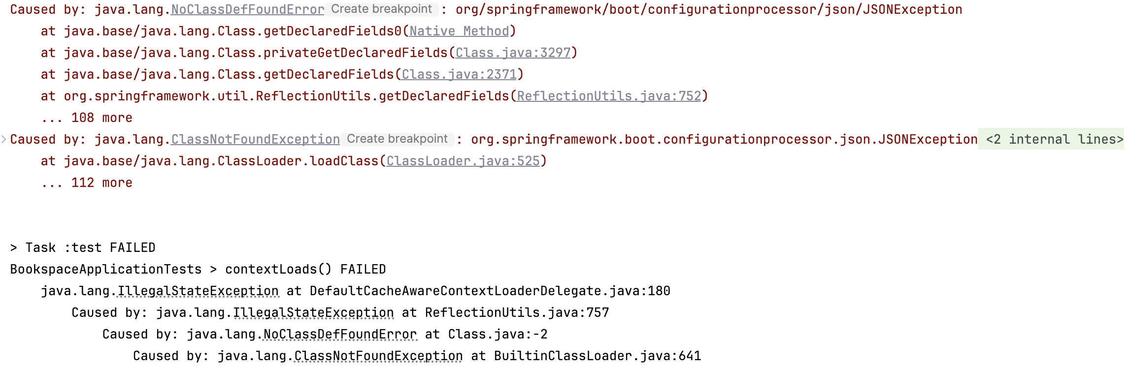 Configuration Processor Json Exception